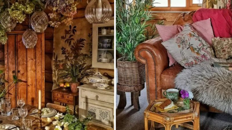 Rustic Charm: The Enchanting Interior of a Log Cabin in the Scottish Mountains