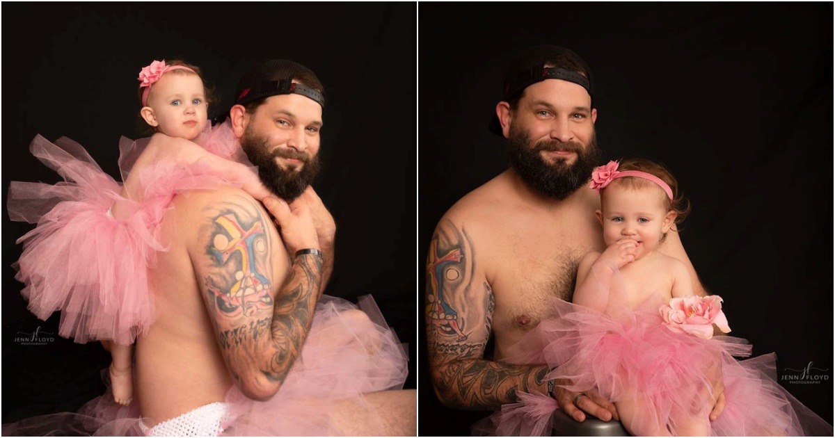 Father and daughter pose in cute photos wearing the same princess dress that melts millions of hearts
