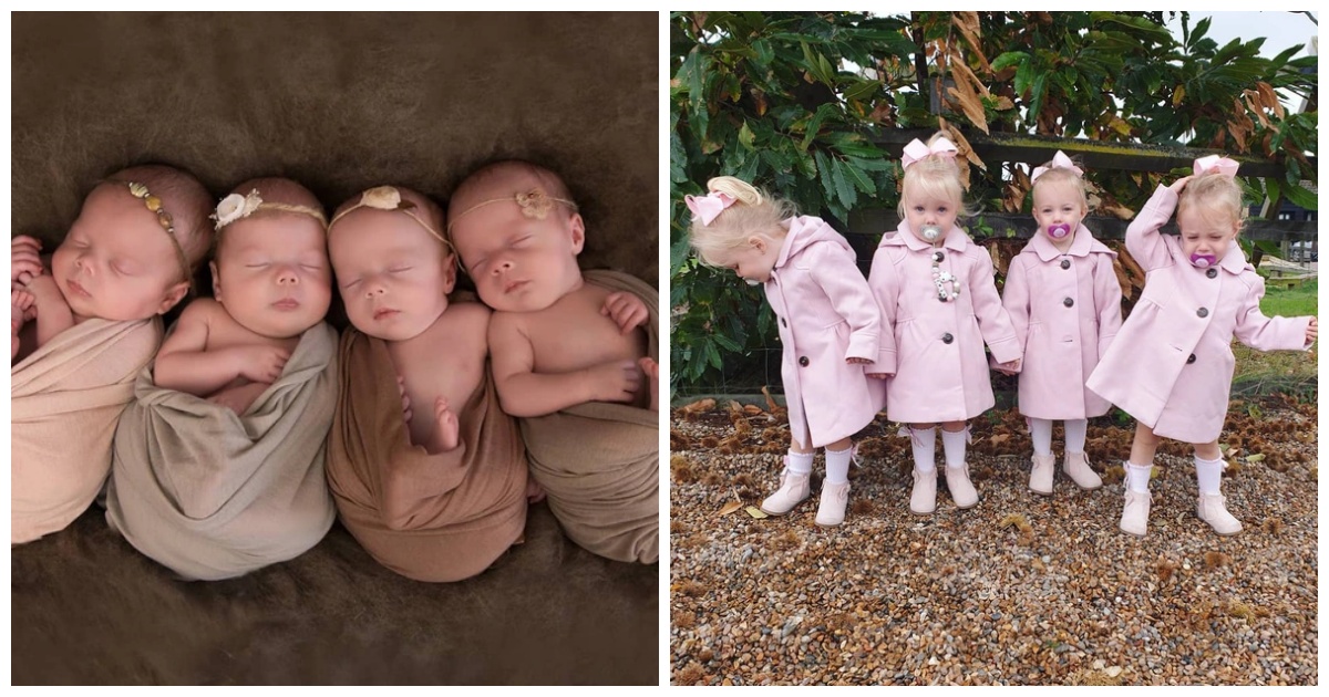 Four identical girls born in a quadruplet birth are extremely rare in the world, with a ratio of only 1 in 70 million cases. After three years, they have undergone astonishing changes