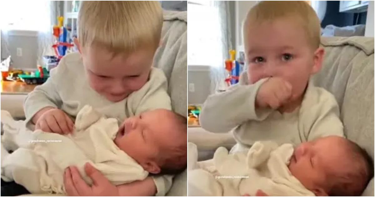 Little Boy Gets Emotional After Holding His Newborn Baby Sister For The First Time