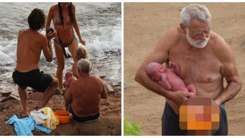 Shocking moment a woman gives birth in the SEA – and the placenta is carried in a bucket