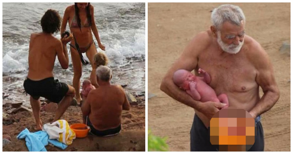 Shocking moment a woman gives birth in the SEA – and the placenta is carried in a bucket