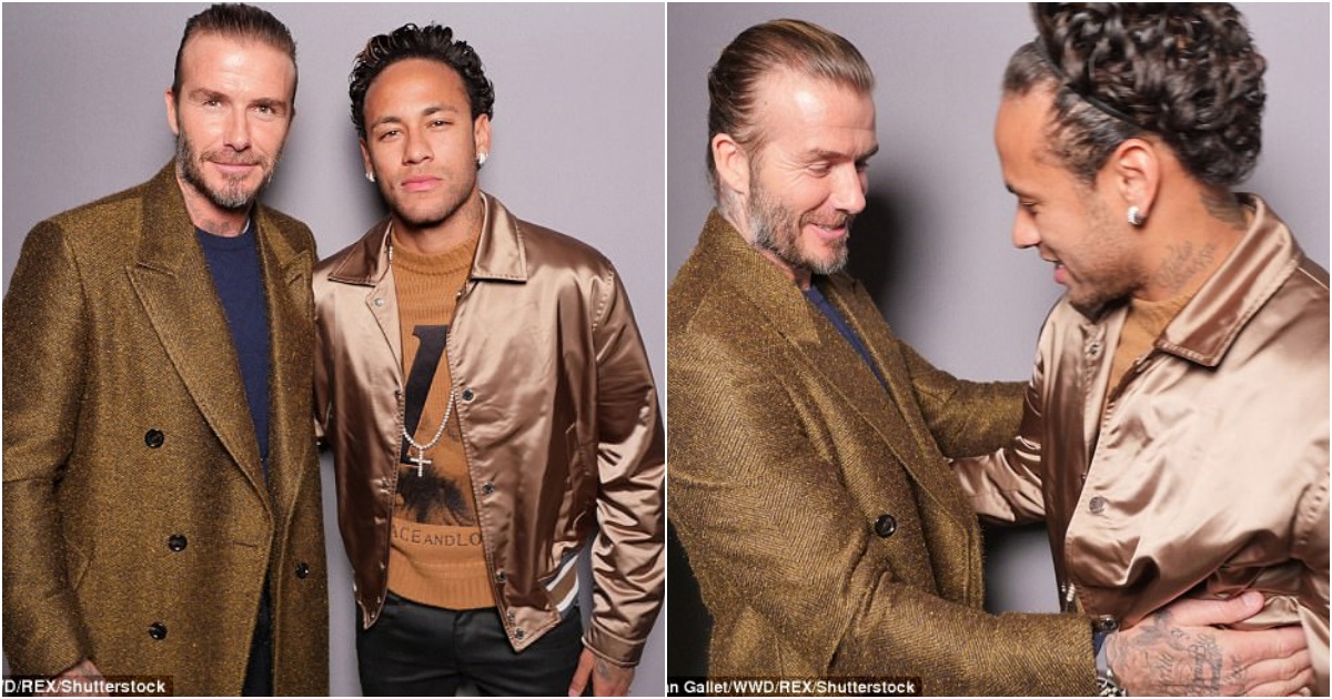 Neymar joins David Beckham at Paris Fashion week as world’s costliest player follows up four-goal destruction of Dijon with equally stylish show off the field