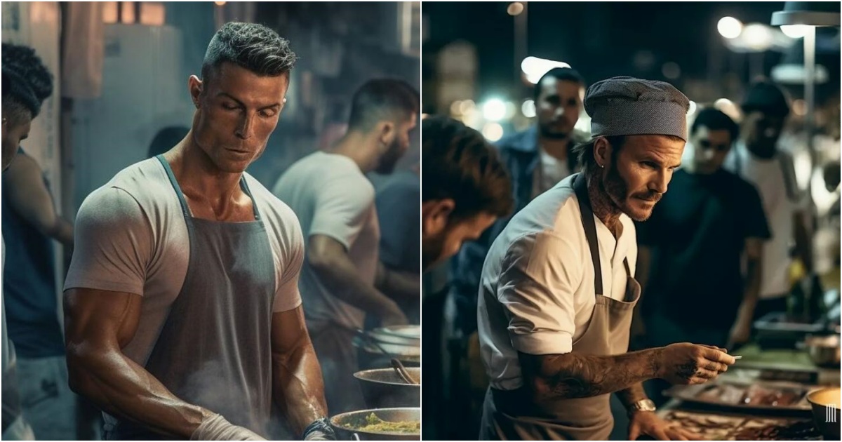 Cristiano Ronaldo and David Beckham in Dubai Karama food street