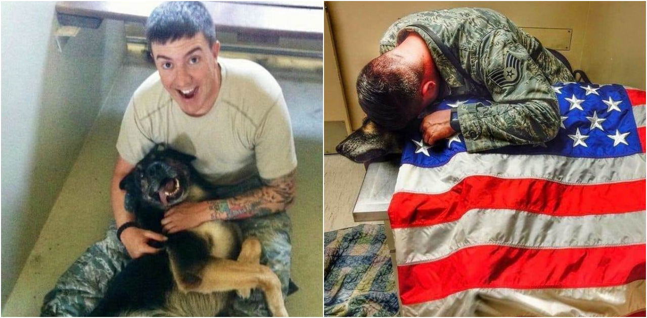 Soldier Gives His K-9 Partner One Last Hug, Stays With Him Until His Last Moments