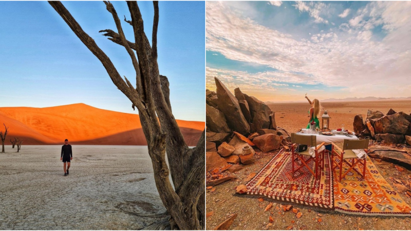 Explore the desert landscape of Namibia