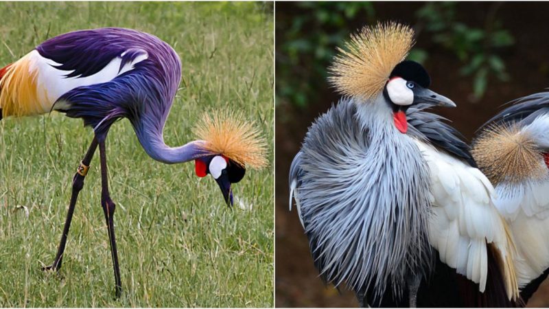 Admire the Impressive Plumage of the Grey Crowned Crane (Balearica regulorum)