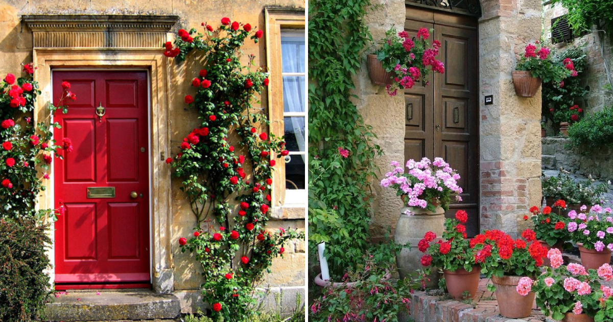 A Stunning Front Facade Design: Captivating Flower-Adorned House Entrances