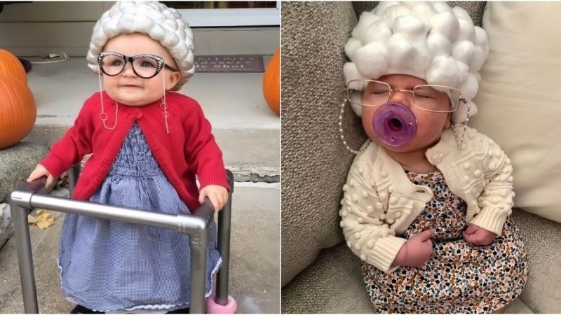 When Babies Transform into Grandmas with Delightful Costumes A Heartwarming Trend Taking the Internet by Storm!