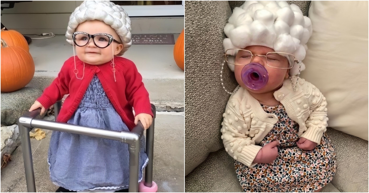 When Babies Transform into Grandmas with Delightful Costumes A Heartwarming Trend Taking the Internet by Storm!