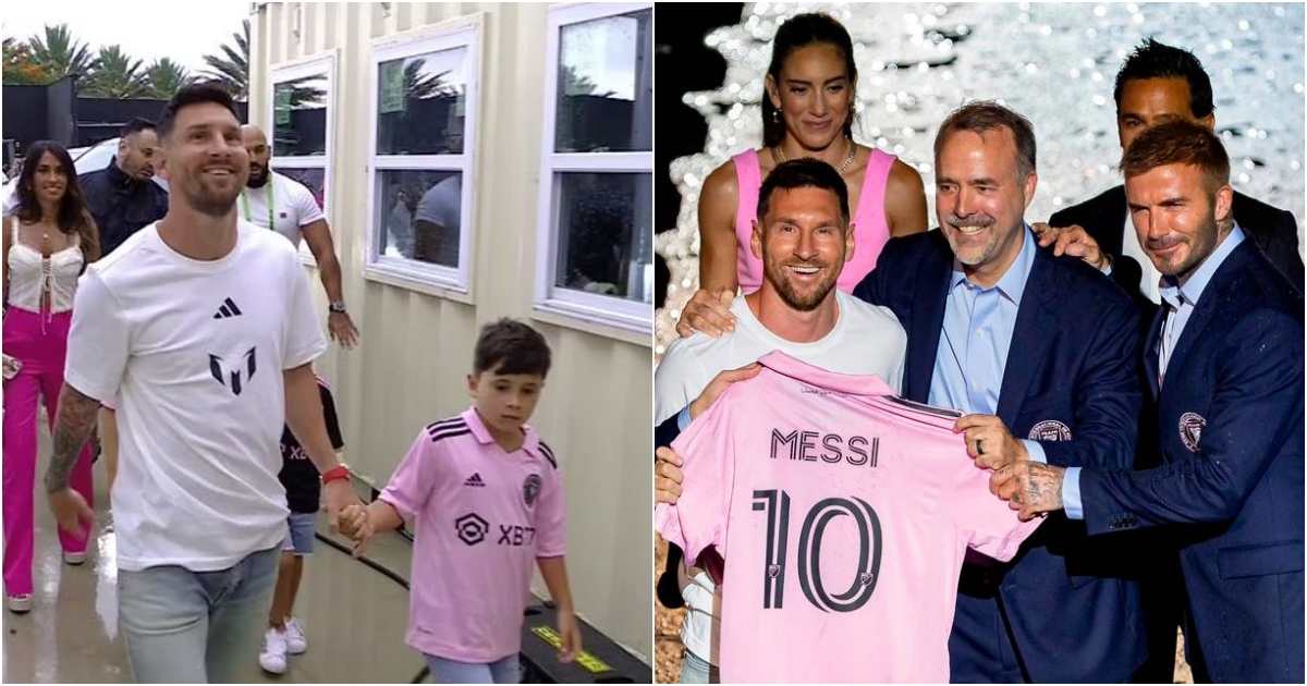 Lionel Messi’s son, Thiago Messi, became the center of attention during the Inter Miami presentation when he nutmegged his father. The presentation took place at PNK Stadium in front of a large audience, despite bad weather conditions.