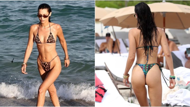 Bella Hadid Rocks Tiny Bikinis on the Beach in Miami