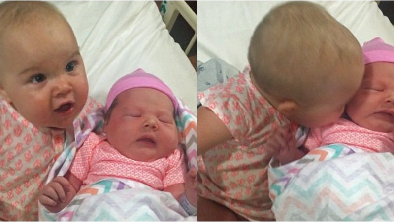 Heartwarming Encounter: Toddler Overflows with Love as She Meets Newborn Cousin