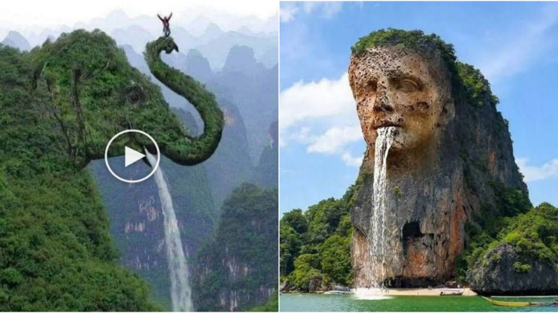 Unveiling Nature’s Breathtaking Symphony: Extraordinary Waterfalls Born from Majestic Rock Formations