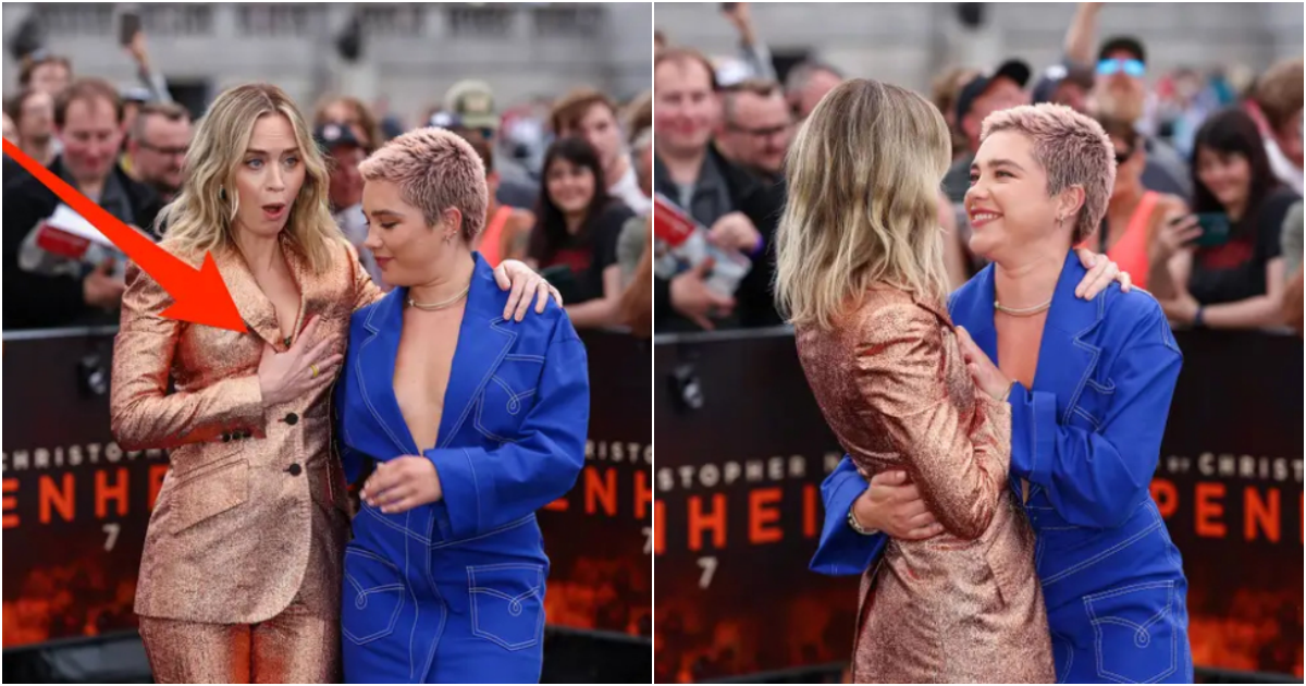 Emily Blunt Rescued from Wardrobe Malfunction by Co-star Florence Pugh