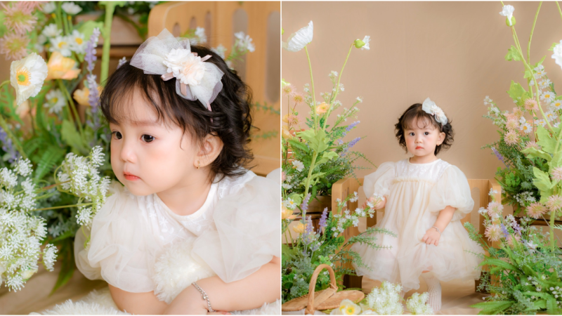 Capturing Innocence: One-Year-Old’s Enchanting Birthday in a Flower Garden