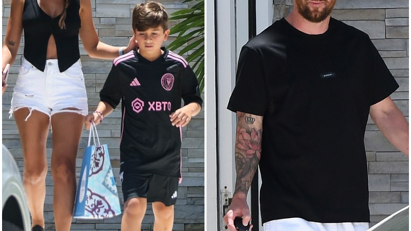 Lionel Messi is joined by his stunning wife Antonela and their eldest son Thiago, 10, for a house-hunting trip in Boca Raton.