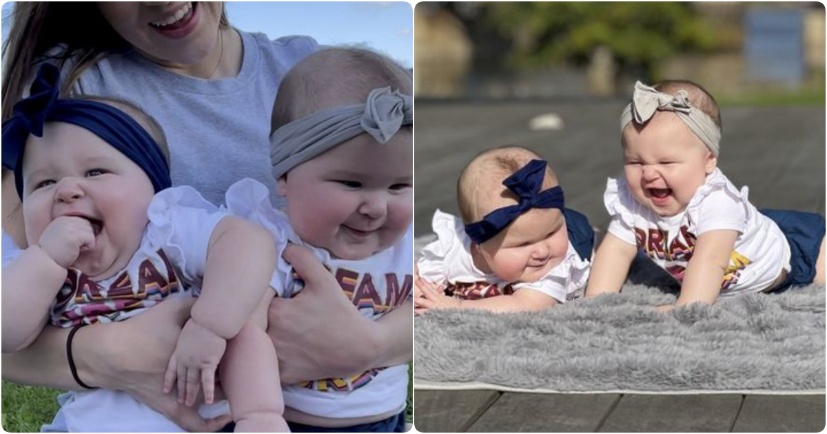 Adorable “Giant” Twins: From 7 Months to Wearing 18-Month-Old Clothes