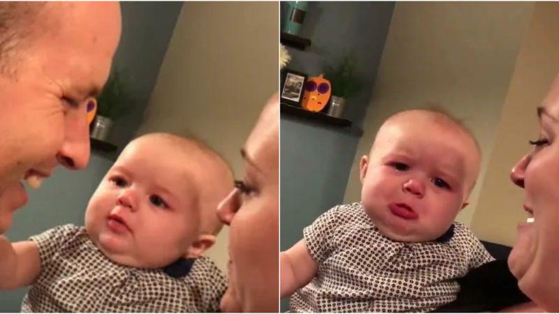 Heartwarming Baby’s Adorable Reactions to Parental Affection: A Tale of Love and Jealousy